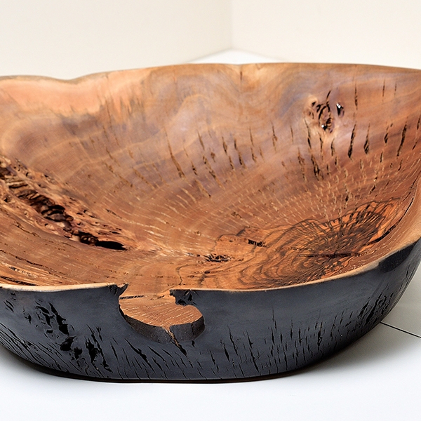 Pepper burl bowl. Black stained sides